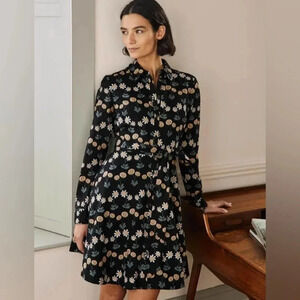 Boden Kitty Shirt Dress in Black, Delicate Daisy, size 6P